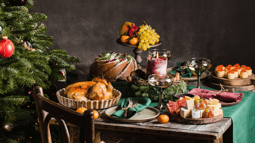 Vackert uppdukat julbord för den perfekta instagrambilden